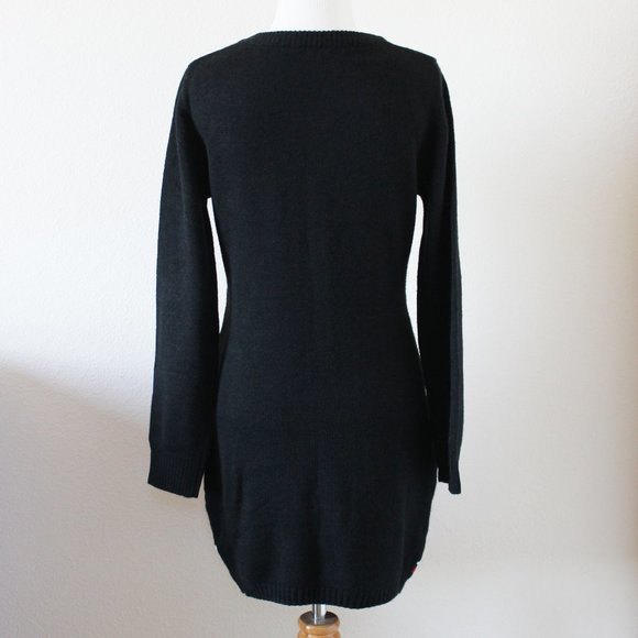 Womens Ugly Xmas Christmas Tree w/ Polar Bears Holiday Sweater Tunic Dress Small - Picture 6 of 7